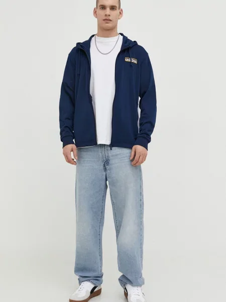 Mikina adidas Originals s kapucí s aplikací modrá