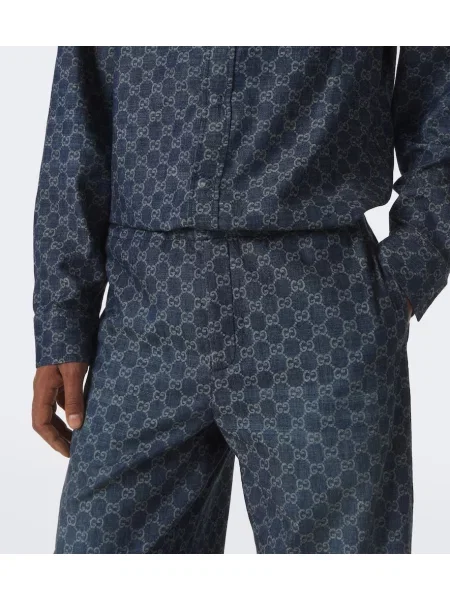 Pantaloni Gucci din jacard albastru