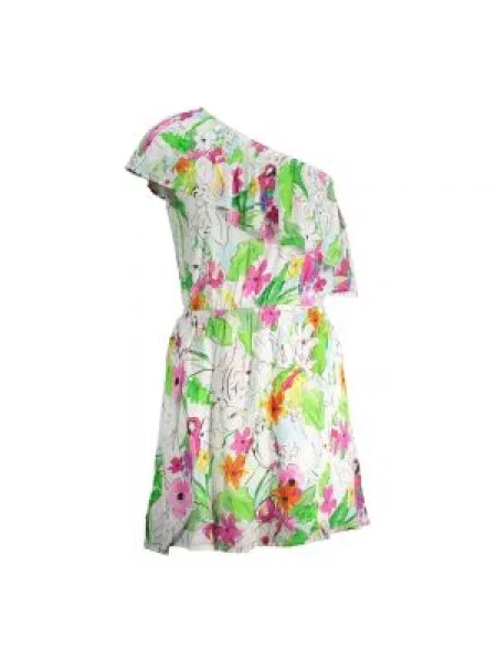 Mała mały sukienka mini Desigual na jednym ramieniu biała