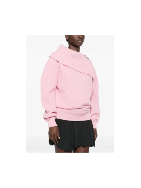 Sweter Blumarine wełniany z odkrytymi ramionami różowy