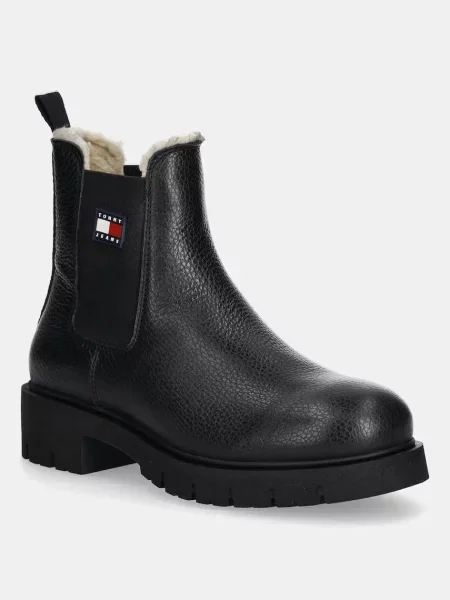 Tommy Jeans ghete chelsea de piele TJW CHELSEA BOOT WL negru cu platformă izolat alb
