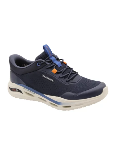 Lniane sneakersy Skechers niebieskie