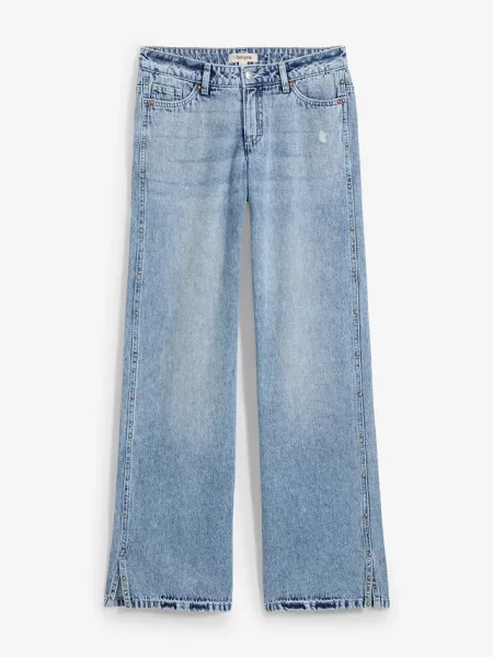 Dżinsy Loose Straight mid waist low stretch niebieskie