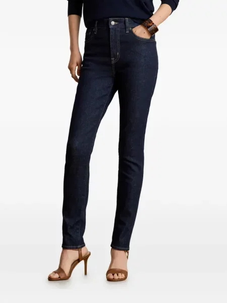 Дънки skinny fit Lauren Ralph Lauren с висока талия синьо