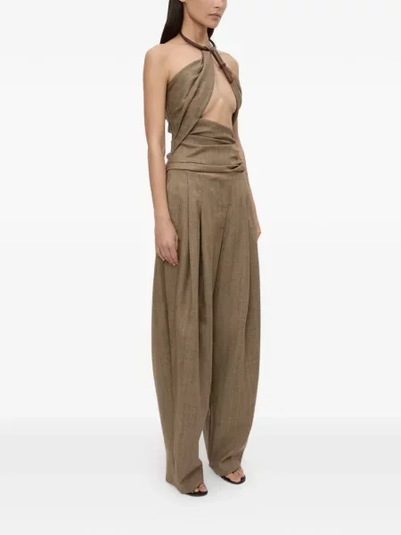Top Christopher Esber cu model herringbone maro