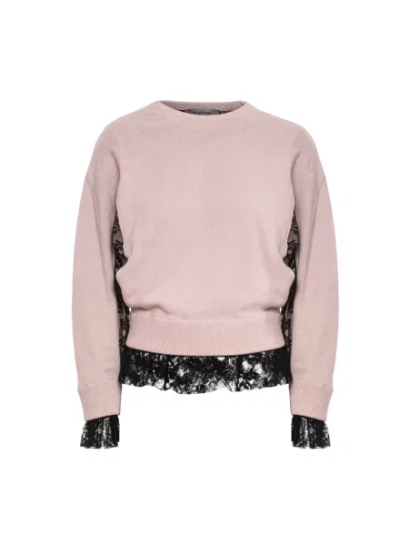 Lniany sweter Valentino Garavani różowy