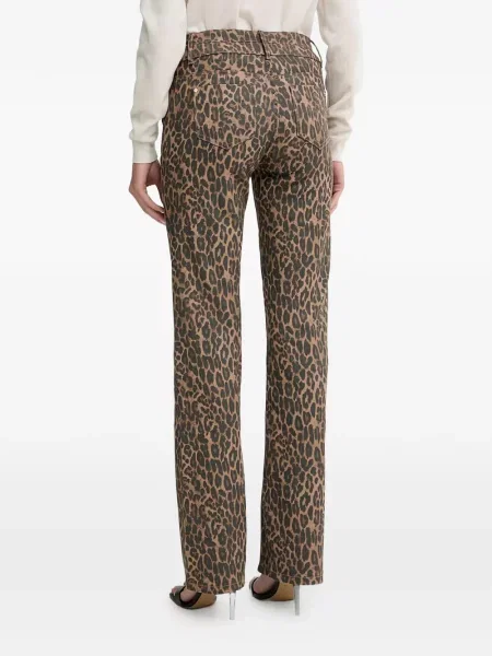 Jeansy bootcut Morgan z wysoką talią z nadrukiem w panterkę brązowe