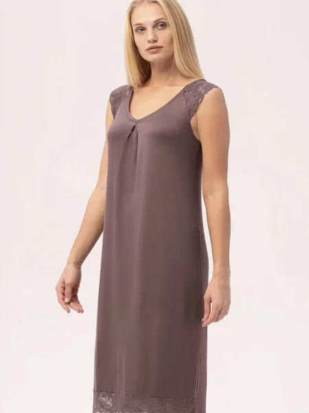 Однотонная ночная рубашка Roksana коричневая