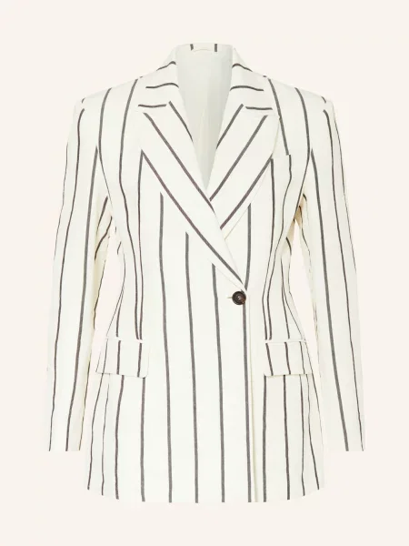 Brunello Cucinelli Blezer Z Dodatkiem Lnu schwarz czarna