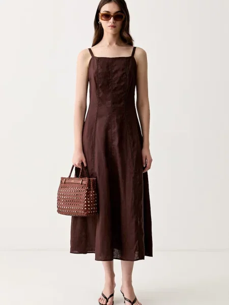 Hoss Intropia rochie de vară din in maro