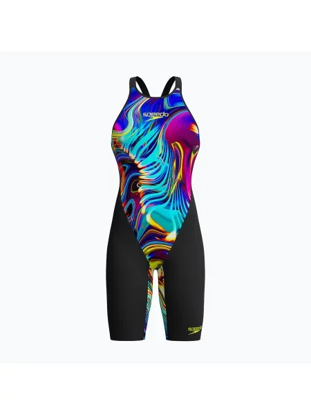 Дамски цял бански костюм Speedo Fastskin LZR Pure Valor Closedback Kneeskin black/molten blur черно