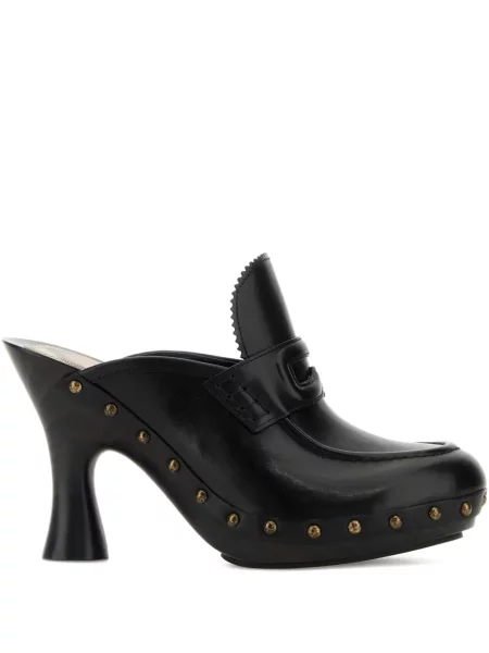 Papuci tip mules Burberry din piele negru