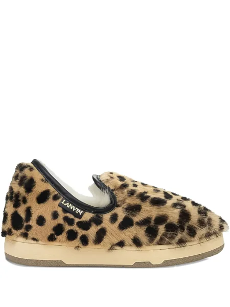 Sneakerși Lanvin cu imagine cu model leopard slip-on maro
