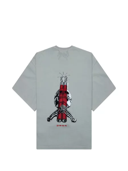 Tricou D-r-g-n cu decolteu rotund gri