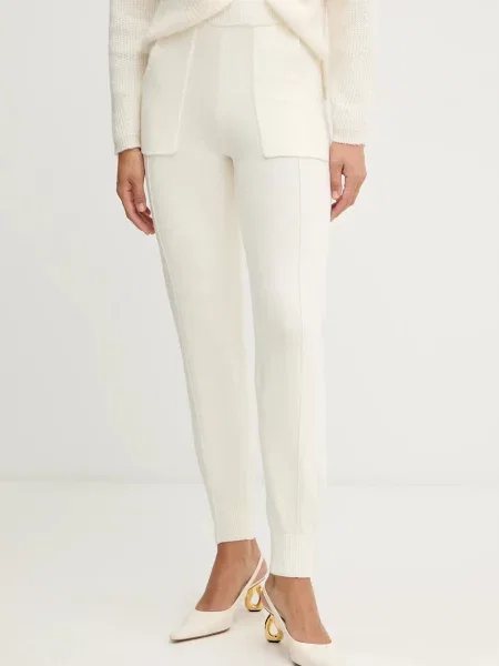 Twinset pantaloni cu lână bej