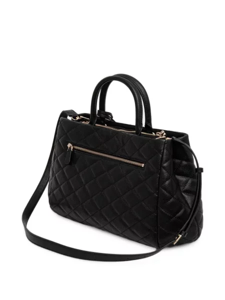 Prošiven shopper torbica Guess s autogramom crna