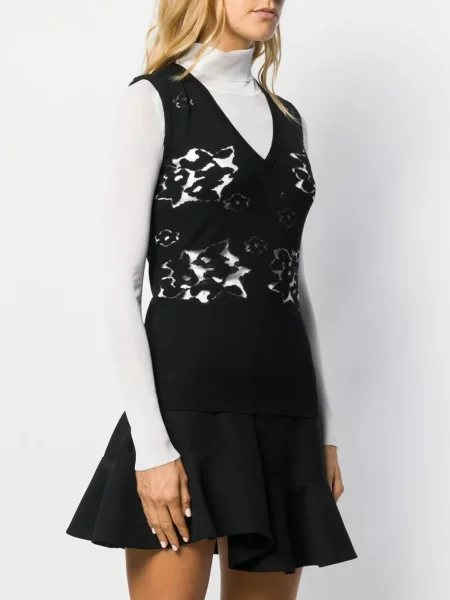 Květinová pletená vesta Christian Dior Pre-owned černá