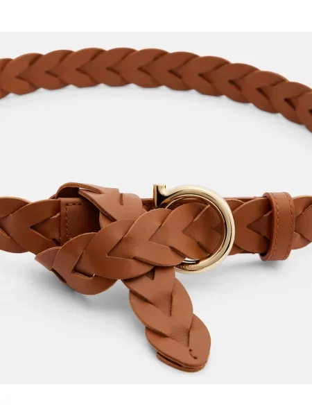 Cu centură curea Ferragamo din piele țesută maro
