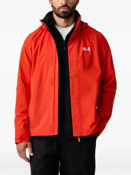 Geacă Jack Wolfskin cu glugă roșu