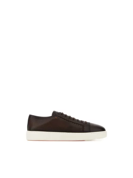 Sneakersy Santoni skórzane brązowe