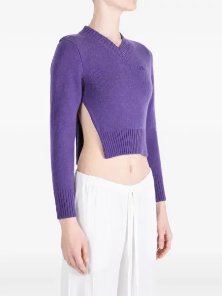 Pulover Julie Kegels cu decolteu în V violet