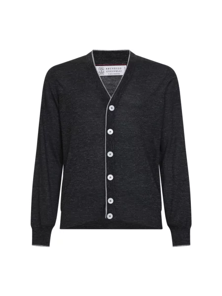 Lekki kardigan Brunello Cucinelli z kaszmiru szary