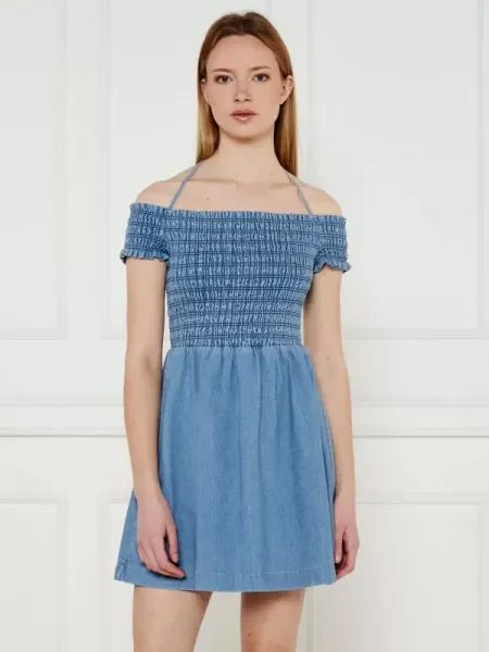 Tommy Jeans De blugi rochie CHAMBRAY albastru
