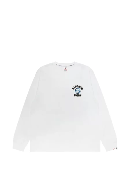 Lung tricou Aape By A Bathing Ape cu imagine alb