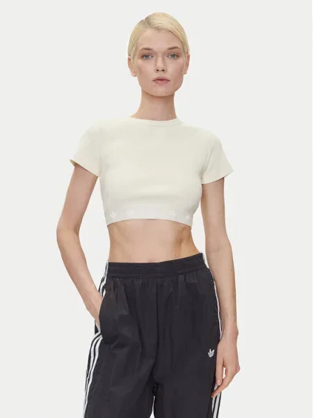Adidas Футболка Ribbed Slim Fit бежевий