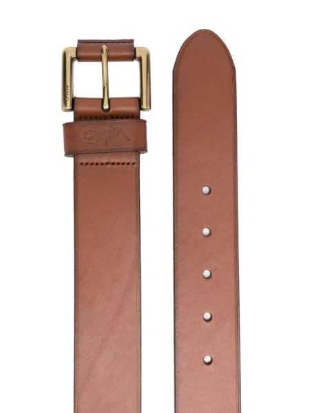 Ilgas siuvinėtas lininis marškinėliai Polo Ralph Lauren ruda