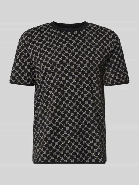 T-shirt z wzór z logo i okrągły dekolt Joop! Collection czarna