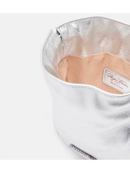 Geantă bucket Roger Vivier din piele argintiu