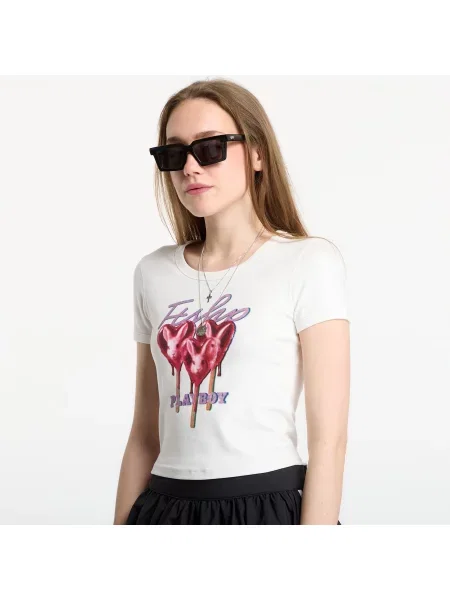 Póló Playboy x FTSHP Girls Shrunk Tee Lollies Off-White M fehér