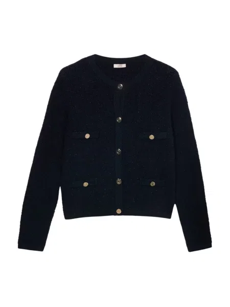 Krótki kardigan Oltre wełniany niebieski