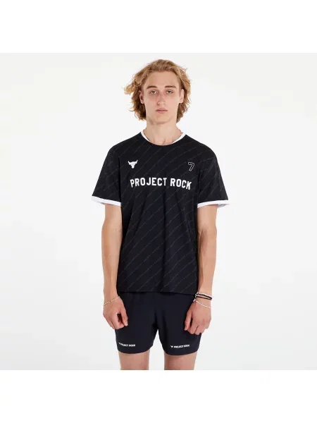 Тениска за трениране Under Armour Project Rock черно с десен бяло