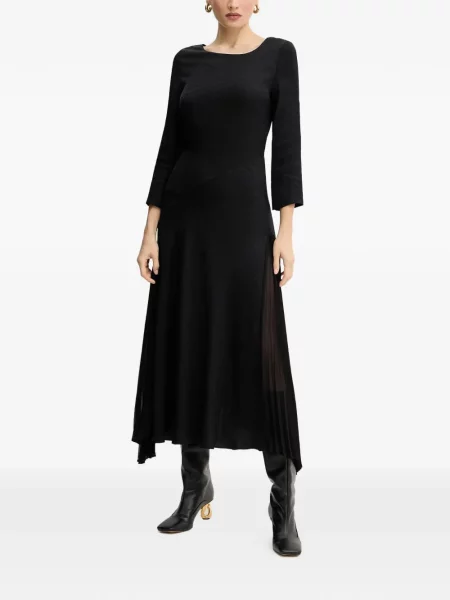 Rochie midi Karl Lagerfeld plisată până la genunchi de costum negru