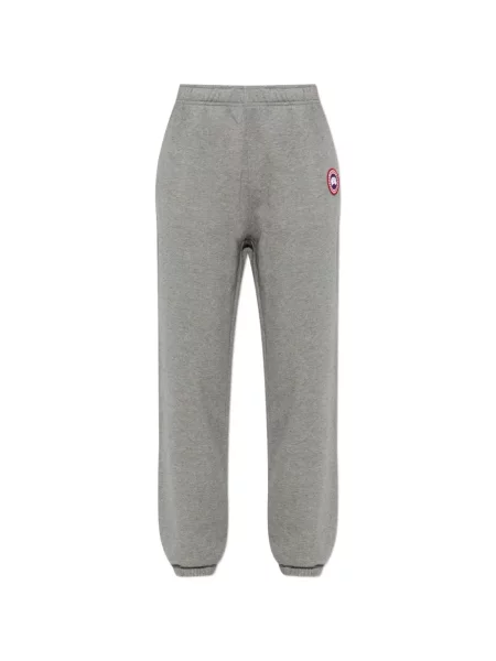 Pantaloni Canada Goose alergare cu autograf gri