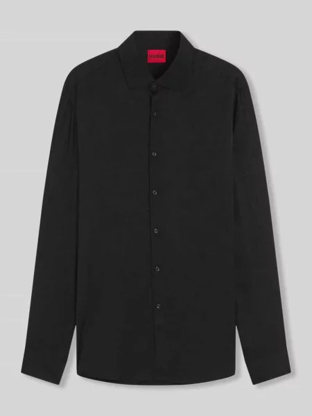 Koszula o kroju slim fit biznesowa z z żakardową strukturą model KENNO' Hugo czarna