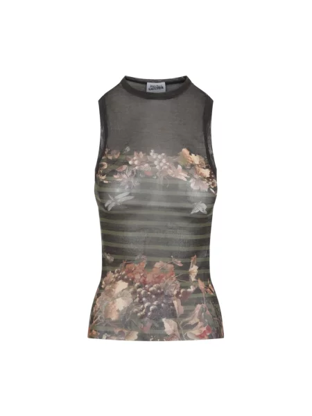 Wielobarwność top Jean Paul Gaultier z siateczką