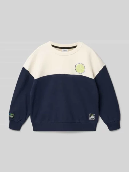 Bluza o kroju relaxed fit z mieszanki bawełny S.oliver Red Label granatowa