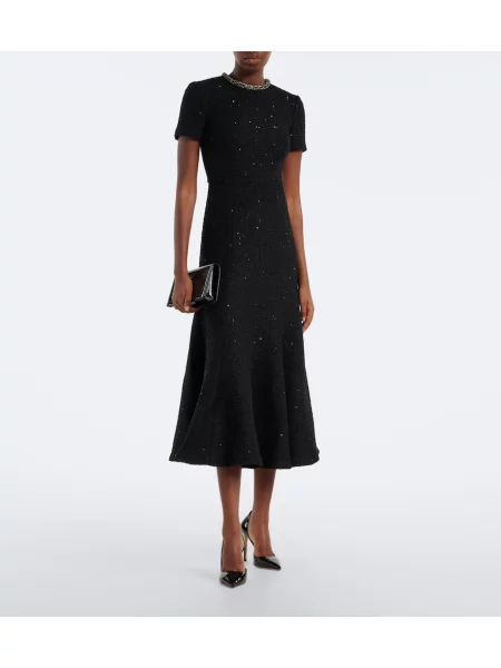 Bouclé rochie de cocktail Roland Mouret negru