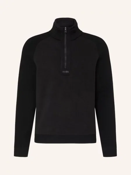 Boss Svetr Troyer Teddy Z Kombinace Materiálů / tmavě šedá černá