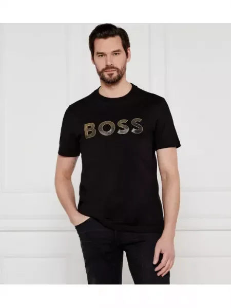 BOSS GREEN Póló TL Logo | stretch fekete