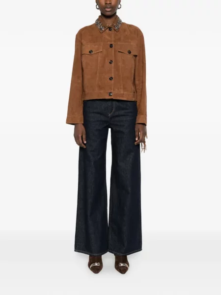 Kurtka Ermanno Firenze z frędzli brązowa