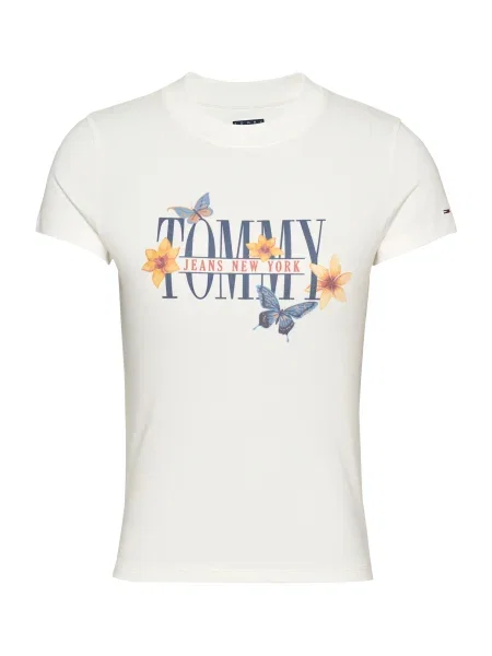 Tommy Jeans Tricou safir / galben închis / portocaliu mandarină alb