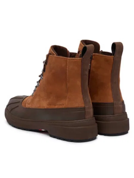 Tommy Hilfiger Gležnjarji Outdoor Rubber Lth Boot Wpm rjava