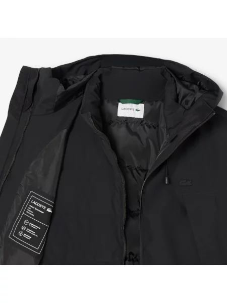 Lacoste Wodoodporna Ocieplana Parka 3 W czarna