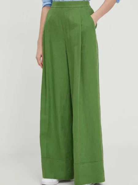 Lanene hlače United Colors of Benetton zelena