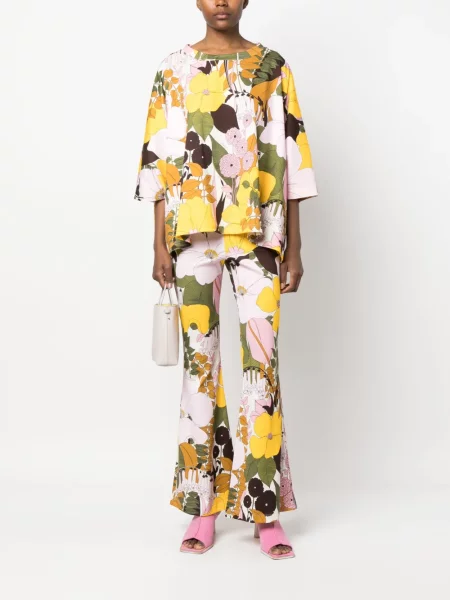 Top La Doublej cu model floral cu imagine roz