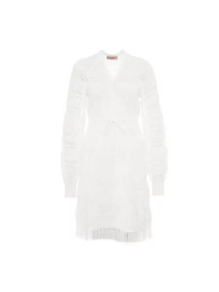 Sukienka Twinset z frędzli biała